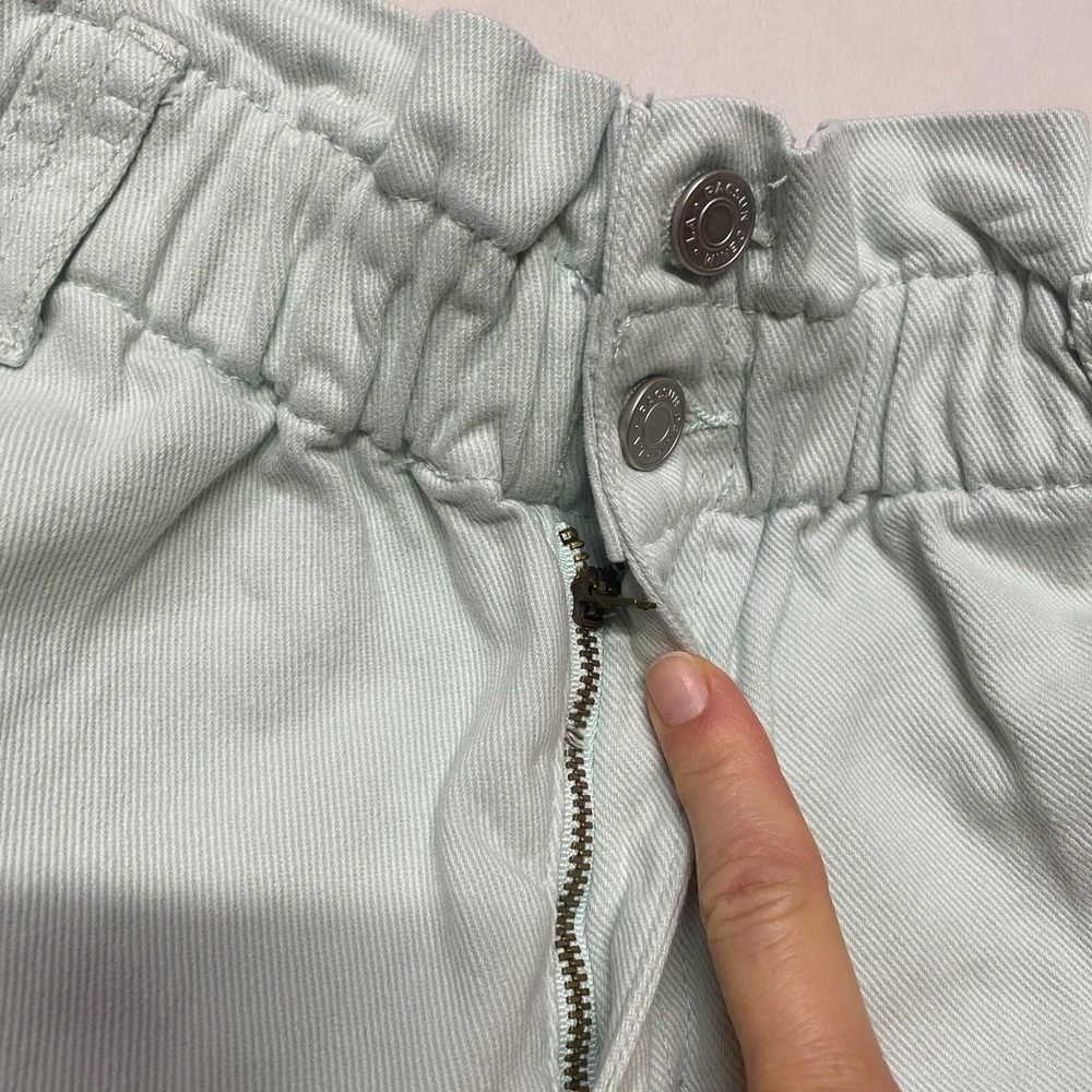 Pacsun Mom Shorts Womens Sz Small Mint Green Denim High Waist Paper Bag Waist - Picture 3 of 9
